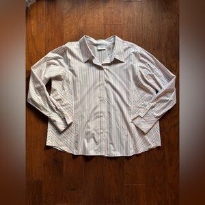 Liz Claiborne Rainbow Stripe Non Iron Button Up Shirt | Size 22W